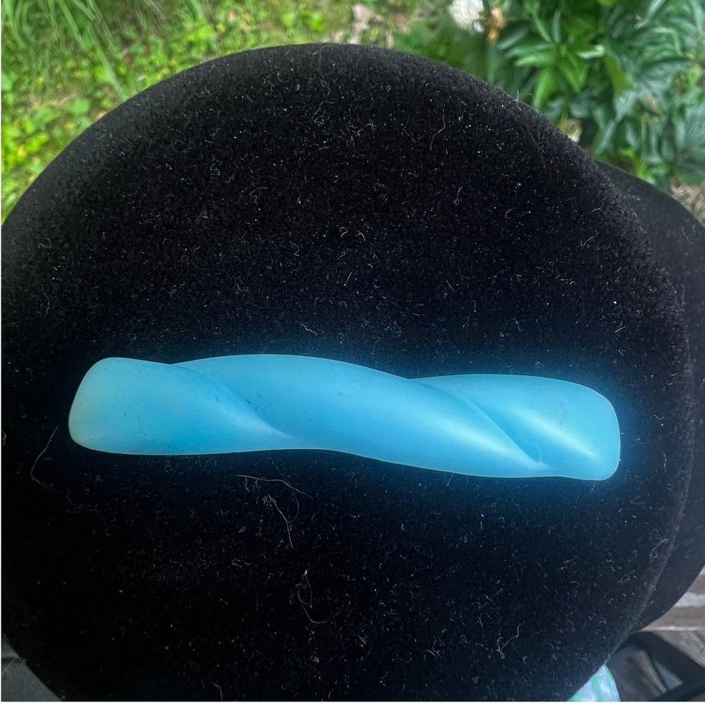 Vtg Blue Czech Glass Candy Twist Brooch Mid-Century Retro Whimsical Kitsch Pin